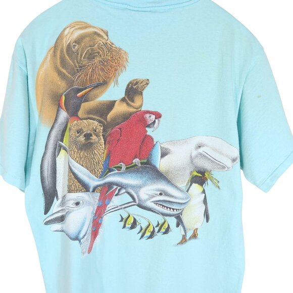 Vintage SHEDD AQUARIUM Chicago All Over Marine Animal Print Sz L Nature Science - Picture 6 of 8